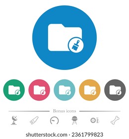 Directory paste flat white icons on round color backgrounds. 6 bonus icons included.