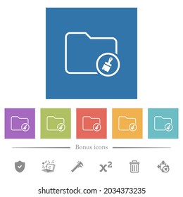 Directory paste outline flat white icons in square backgrounds. 6 bonus icons included.