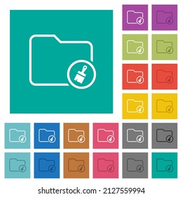 Directory paste outline multi colored flat icons on plain square backgrounds. Included white and darker icon variations for hover or active effects.