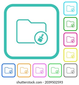 Directory paste outline vivid colored flat icons in curved borders on white background