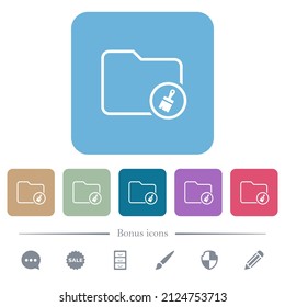 Directory paste outline white flat icons on color rounded square backgrounds. 6 bonus icons included