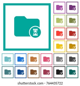 Directory processing flat color icons with quadrant frames on white background