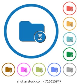 Directory processing flat color vector icons with shadows in round outlines on white background