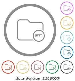 Directory processing outline flat color icons in round outlines on white background