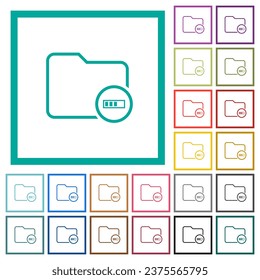 Directory processing outline flat color icons with quadrant frames on white background