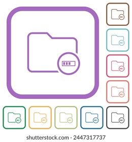 Verzeichnisverarbeitung Umrisse Einfache Symbole in Farbe gerundete quadratische Rahmen auf weißem Hintergrund