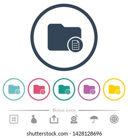 Directory properties flat color icons in round outlines. 6 bonus icons included.