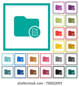 Directory properties flat color icons with quadrant frames on white background