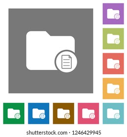 Directory properties flat icons on simple color square backgrounds