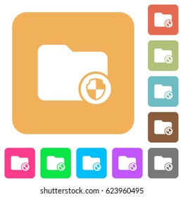 Directory protection flat icons on rounded square vivid color backgrounds.