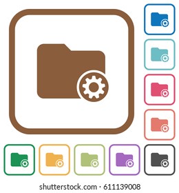 Directory settings simple icons in color rounded square frames on white background