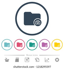 Directory snapshot flat color icons in round outlines. 6 bonus icons included.