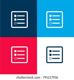Directory submission symbol four color material and minimal icon logo set in red and blue