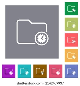 Directory time outline flat icons on simple color square backgrounds