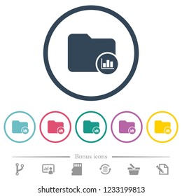 Directory usage statistics flat color icons in round outlines. 6 bonus icons included.