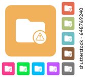 Directory warning flat icons on rounded square vivid color backgrounds.