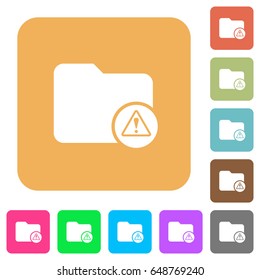 Directory warning flat icons on rounded square vivid color backgrounds.