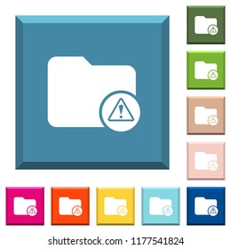 Directory warning white icons on edged square buttons in various trendy colors