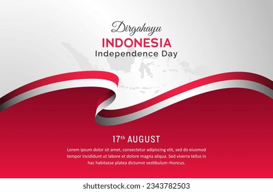 Dirgahayu Indonesia 17 Agustus. Indonesia Happy Independence Day August Greeting Card with Flags and Indonesian Island Vector Illustration.