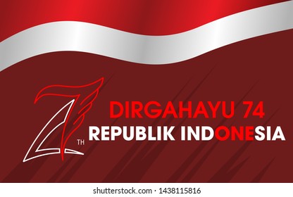 dirgahayu indonesia 74th happy independence day, red and white flag.
