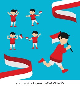 Dirgahayu Indonesia Character Vector Design