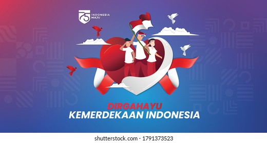 Dirgahayu Kemerdekaan Republik Indonesia Means Happy Indonesian Independence Day Celebration With Flat Design Illustration.ai