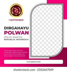 Dirgahayu Polwan, English Translate :  Happy Police woman Day Celebration Twibbon or Social media post template