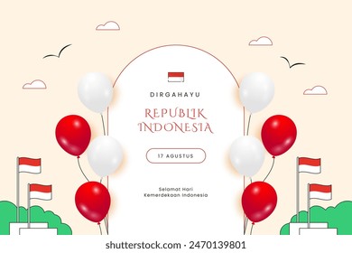 Dirgahayu Republik Indonedia, Happy Indonesia Independence Day, flat design template for Indonesia celebration.