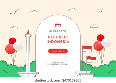 Dirgahayu Republik Indonedia, Happy Indonesia Independence Day, flat design template for Indonesia celebration.