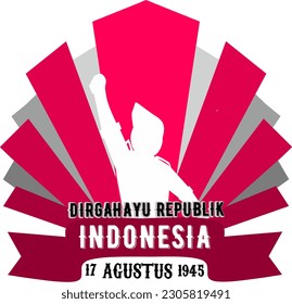 Dirgahayu republik indonesia 17 agustus 1945 vector illuatration. Perfect for celebrate indonesia independece day.