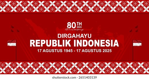 Dirgahayu Republik Indonesia - 17 de agosto de 2025. Tradução Feliz Aniversário da República da Indonésia - 17 de agosto de 2025). Um design vetorial elegante para celebrar o Dia da Independência da Indonésia.
