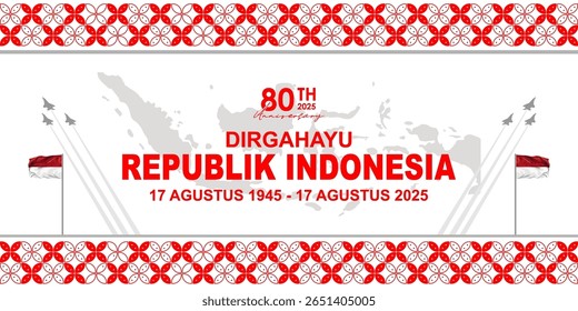 Dirgahayu Republik Indonesia - 17 de agosto de 2025. Tradução Feliz Aniversário da República da Indonésia - 17 de agosto de 2025). Um design vetorial elegante para celebrar o Dia da Independência da Indonésia.