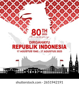 Dirgahayu Republik Indonesia – 17 Agustus 2025. Translation Happy Anniversary of Republic of Indonesia – August 17, 2025. An elegant vector design to celebrate Indonesian Independence Day.