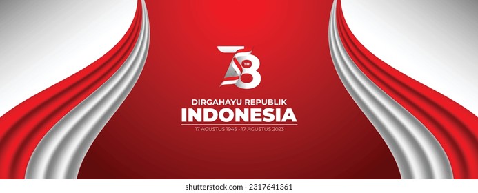 Dirgahayu Republik Indonesia Banner With Flag