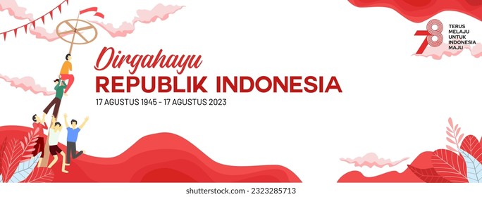 Dirgahayu Republik Indonesia ke 78 banner. Indonesian Independence day vector. 17 Agustus banner. Hari kemerdekaan indonesia tahun 2023 banner. 