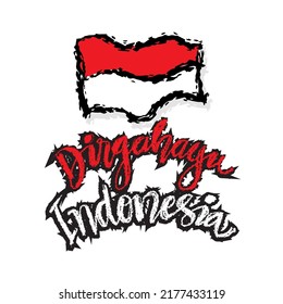 Dirgahayu Republik Indonesia Long Live Indonesia hand lettering. Indonesian Independence Day concept.