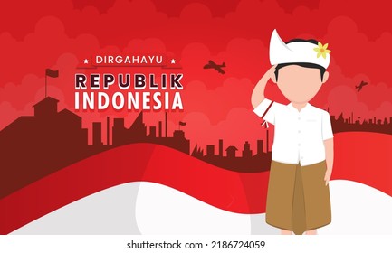 Dirgahayu Republik Indonesia, Long live the Republic of Indonesia, 17th August, with an abstract background. vector illustration.