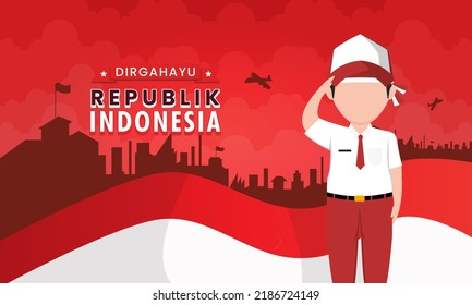 Dirgahayu Republik Indonesia, Long live the Republic of Indonesia, 17th August, with an abstract background. vector illustration.