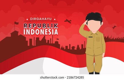 Dirgahayu Republik Indonesia, Long live the Republic of Indonesia, 17th August, with an abstract background. vector illustration.