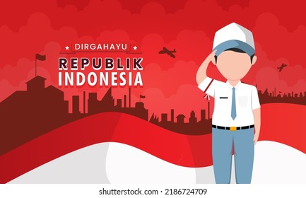 Dirgahayu Republik Indonesia, Long live the Republic of Indonesia, 17th August, with an abstract background. vector illustration.