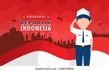 Dirgahayu Republik Indonesia, Long live the Republic of Indonesia, 17th August, with an abstract background. vector illustration.