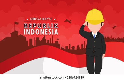 Dirgahayu Republik Indonesia, Long live the Republic of Indonesia, 17th August, with an abstract background. vector illustration.