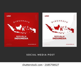 Dirgahayu Republik Indonesia with Map. Indonesia Independence Day. Good used for banner and social media post