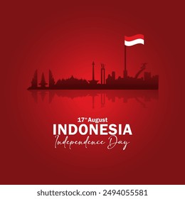 Dirgahayu Republik Indonesia significa Día de la Independencia de Indonesia. Feliz Día de la Independencia Vector de Indonesia.