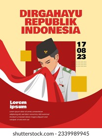 Dirgahayu Republik Indonesia. Poster Template. Ilustrasi. Hand drawn Illustration. Vecto.  Design