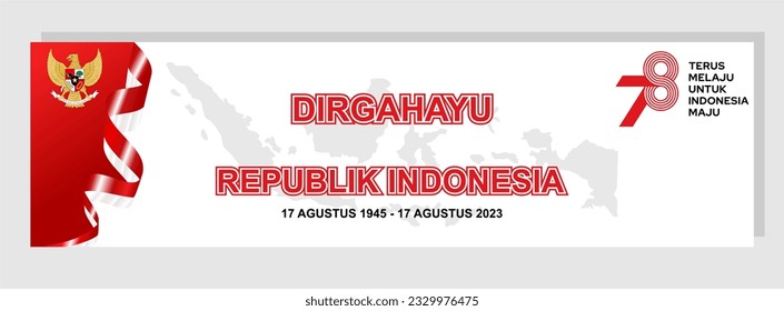 Dirgahayu Republik Indonesia, traducción: Feliz 78º Día de la Independencia de Indonesia, vector de diseño de pancarta roja blanca