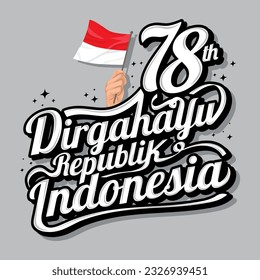 Tipografía de la República Dirgahayu de Indonesia que significa Día de la Independencia de Indonesia