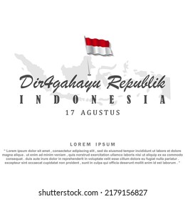 Dirgahayu Republik Indonesia,17 Agustus, 3d Vector Template Design Illustration