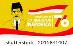 dirgahayu RI 17 agustus (August) is mean Indonesia Independence day banner template. Vector with red and white color and people carrying flags illustration