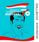 dirgahayu RI 17 agustus (August) is mean Indonesia Independence day banner template. Vector with red and white color and people carrying flags illustration